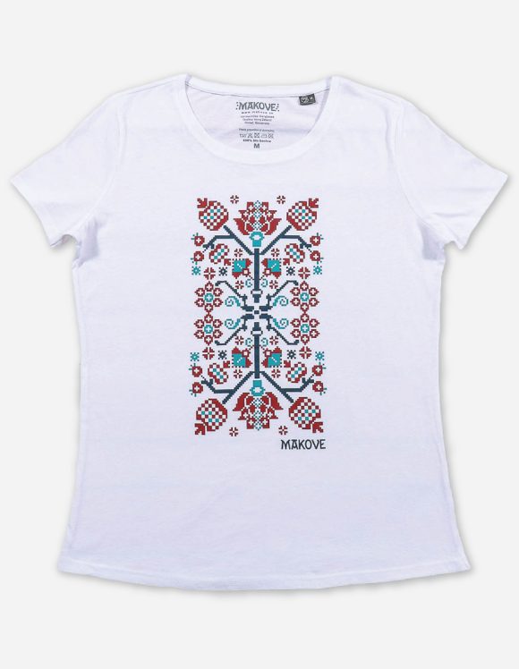 damske biele tricko s kratkym rukavom s ludovym vzorom novohrad
