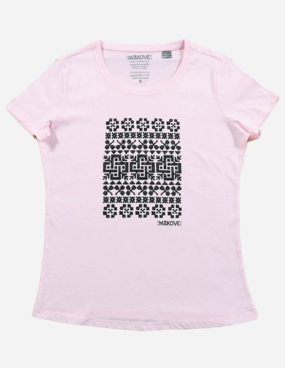 damske ruzove tricko s kratkym rukavom s ludovym vzorom novohrad