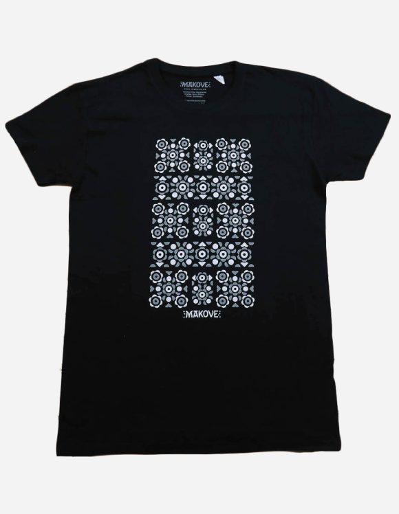 panske cierne tricko s kratkym rukavom s ludovym vzorom podpolanie