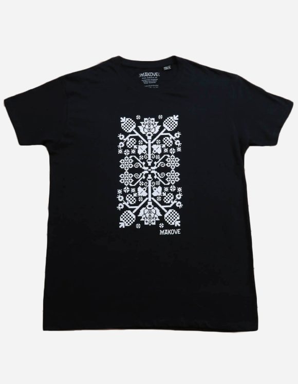 panske cierne tricko s kratkym rukavom s ludovym vzorom novohrad