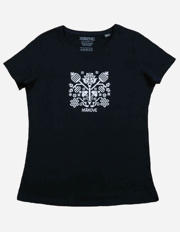 damske cierne tricko s kratkym rukavom s ludovym vzorom novohrad