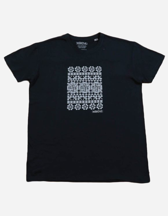 panske cierne tricko s kratkym rukavom s ludovym vzorom novohrad