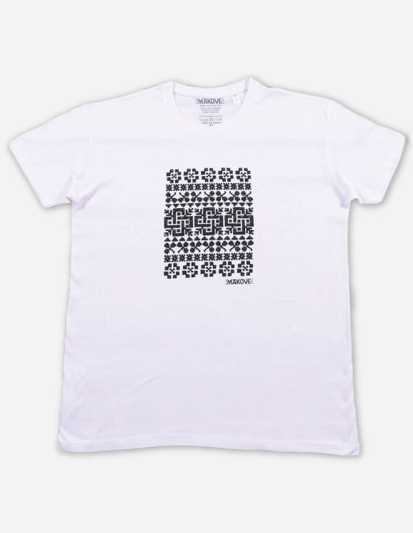 panske biele tricko s kratkym rukavom s ludovym vzorom novohrad