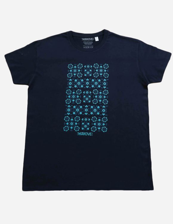 panske tmavo modre tricko s kratkym rukavom s ludovym vzorom podpolanie