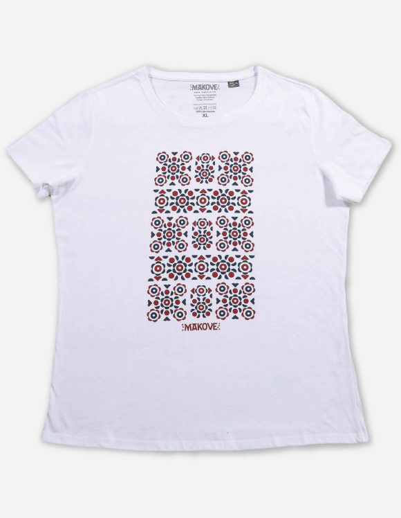 panske biele tricko s kratkym rukavom s ludovym vzorom podpolanie