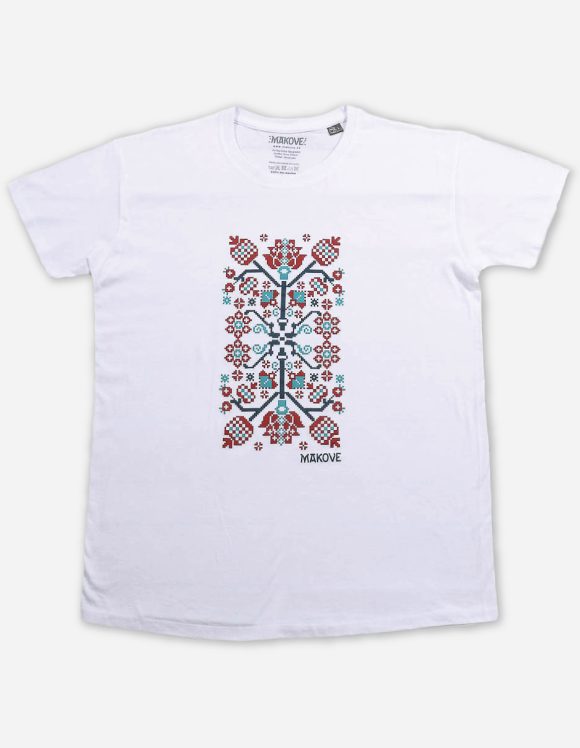panske biele tricko s kratkym rukavom s ludovym vzorom novohrad