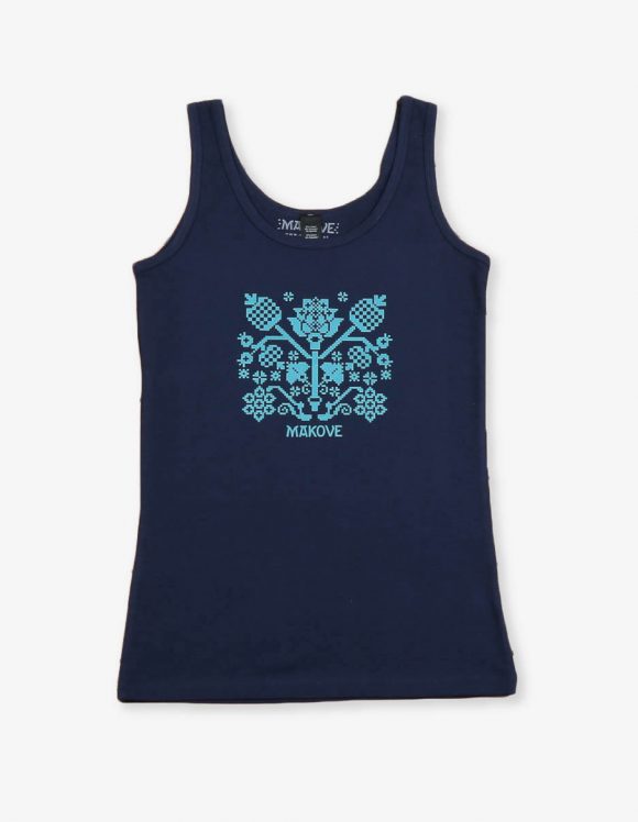 damske tielko modre s folklornym vzorom