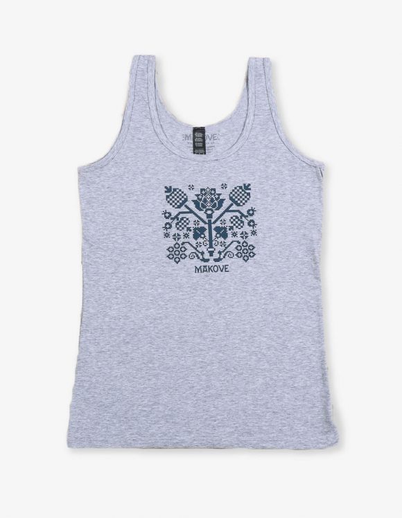 damske tielko sede s folklornym vzorom