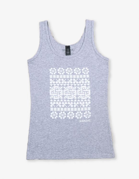 damske tielko sede s folklornym vzorom