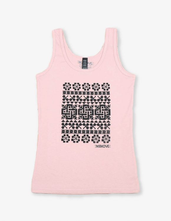 damske tielko ruzove s folklornym vzorom