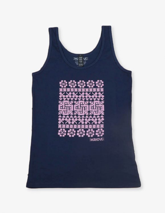 damske tielko modre s folklornym vzorom