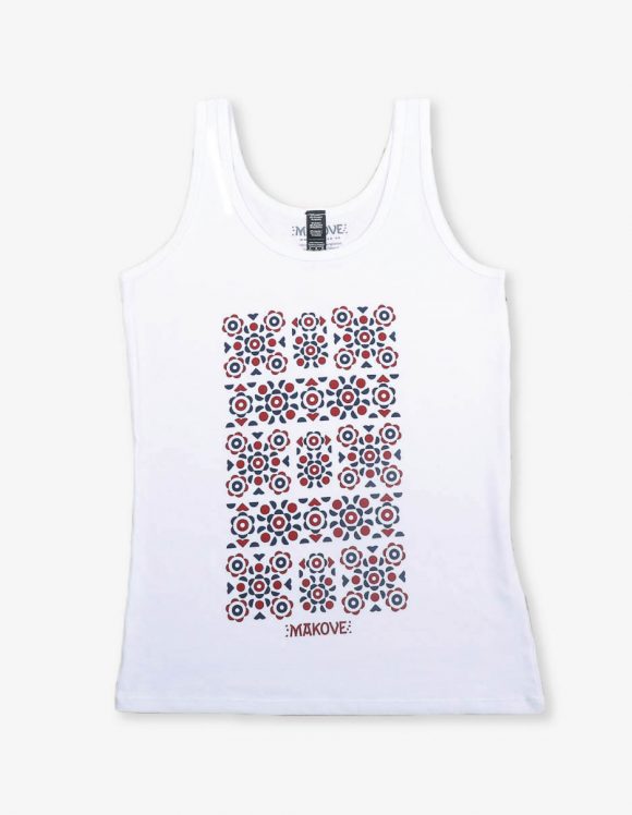 damske tielko biele s folklornym vzorom