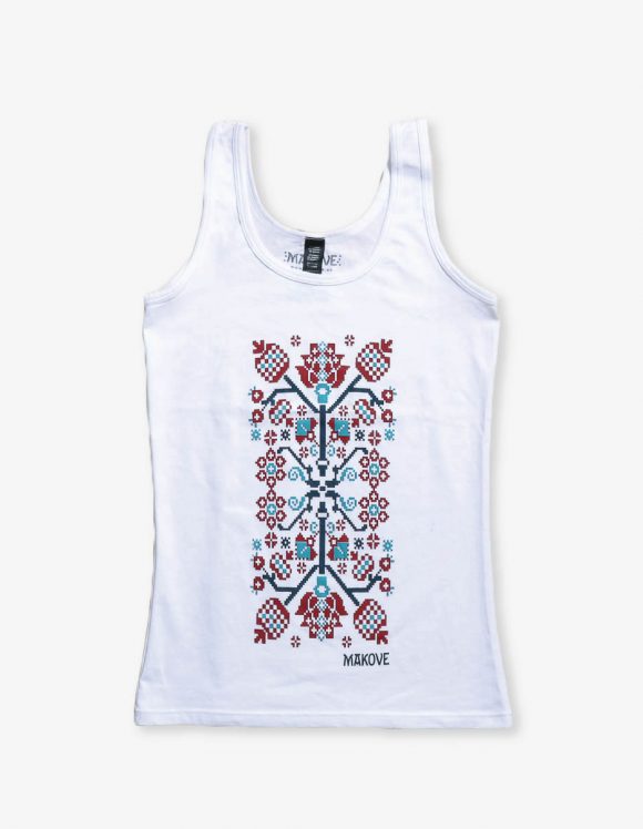 damske tielko biele s folklornym vzorom Novohrad