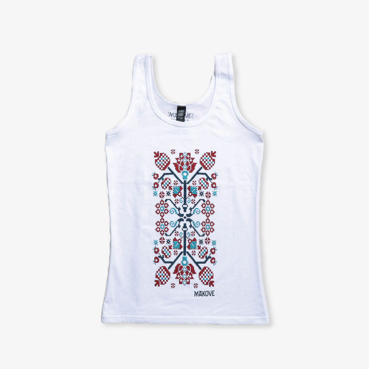 damske tielko biele s folklornym vzorom Novohrad damske tielko biele s folklornym vzorom Novohrad