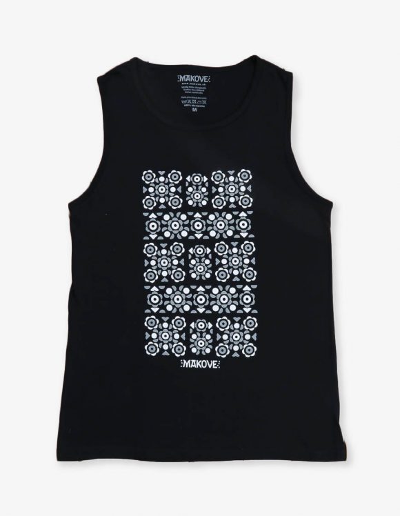 panske tielko cierne s folklornym vzorom