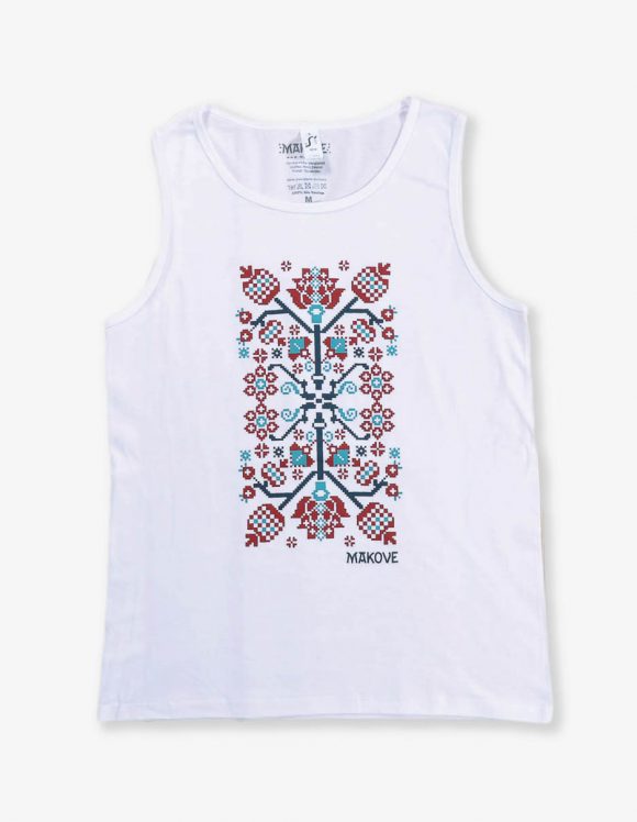 panske tielko biele s folklornym vzorom Novohrad