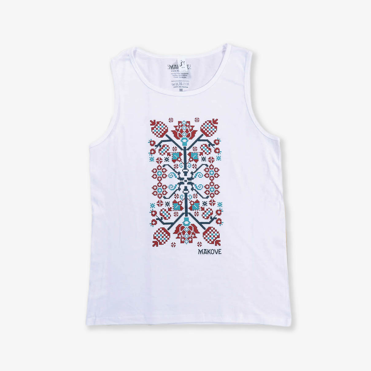 panske tielko biele s folklornym vzorom Novohrad panske tielko biele s folklornym vzorom Novohrad