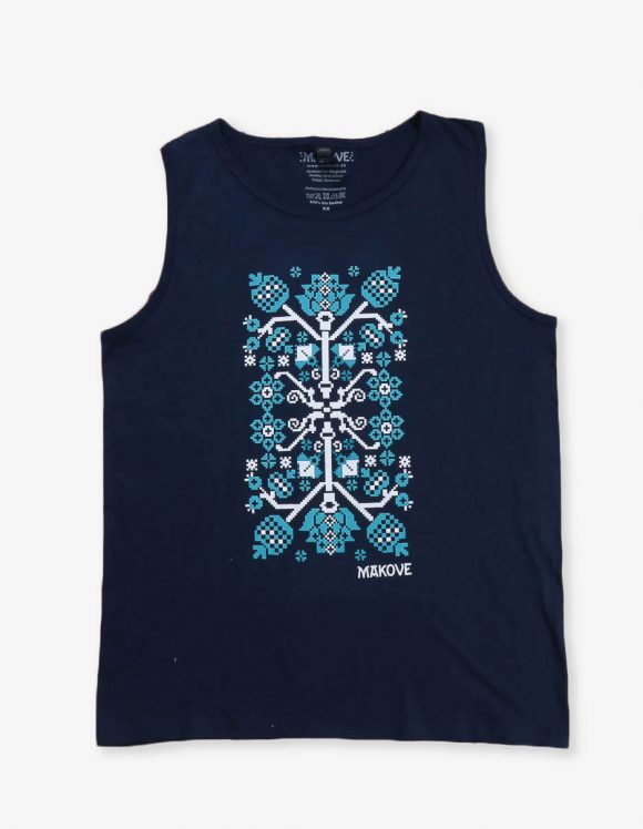 panske tielko modre s folklornym vzorom